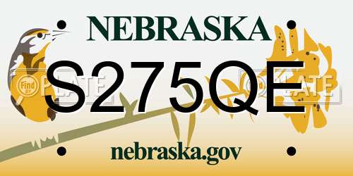 S275QE Nebraska License Plate