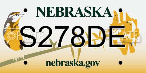 S278DE Nebraska License Plate