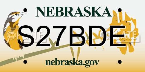 S27BDE Nebraska License Plate