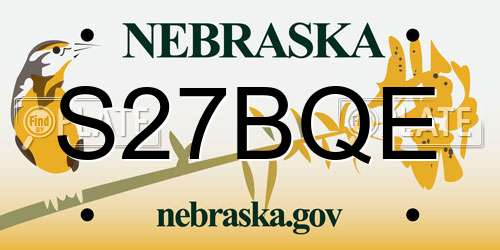 S27BQE Nebraska License Plate