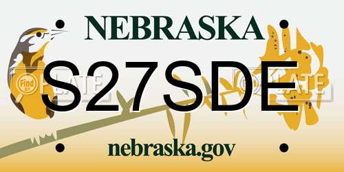 S27SDE Nebraska License Plate