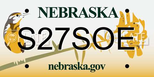 S27SOE Nebraska License Plate