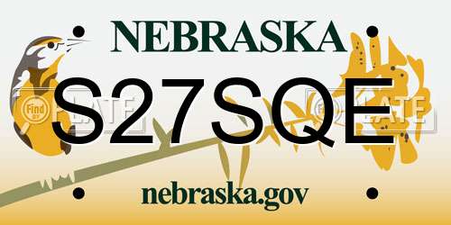 S27SQE Nebraska License Plate