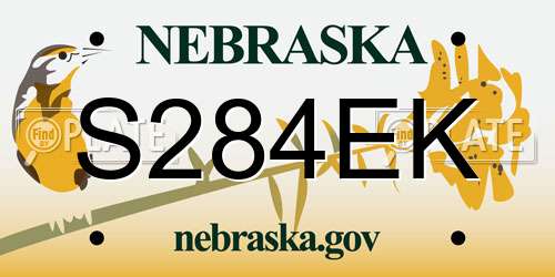 S284EK Nebraska License Plate