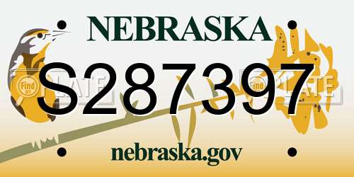 S287397 Nebraska License Plate