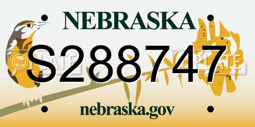 S288747 Nebraska License Plate