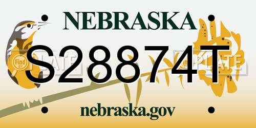 S28874T Nebraska License Plate