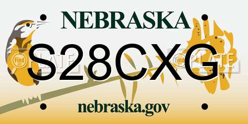 S28CXG Nebraska License Plate