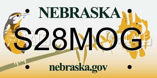 S28MOG Nebraska License Plate