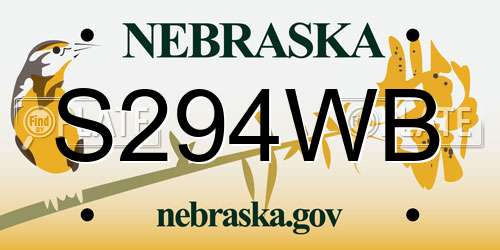 S294WB Nebraska License Plate