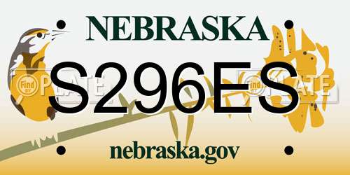 S296ES Nebraska License Plate