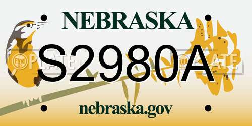 S2980A Nebraska License Plate