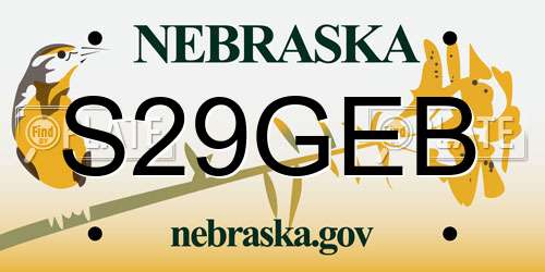 S29GEB Nebraska License Plate
