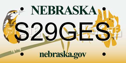 S29GES Nebraska License Plate