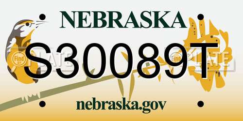 S30089T Nebraska License Plate
