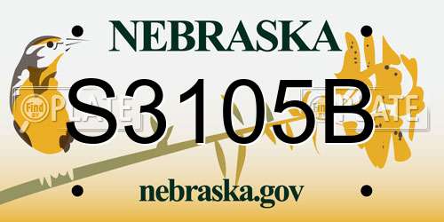 S3105B Nebraska License Plate