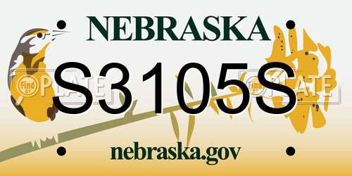 S3105S Nebraska License Plate