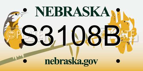 S3108B Nebraska License Plate