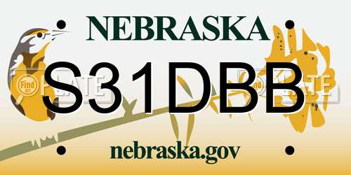 S31DBB Nebraska License Plate