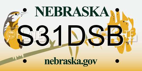 S31DSB Nebraska License Plate