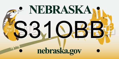 S31OBB Nebraska License Plate
