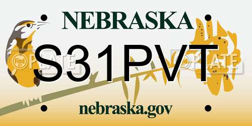 S31PVT Nebraska License Plate