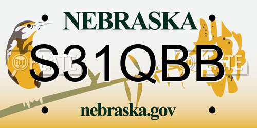 S31QBB Nebraska License Plate