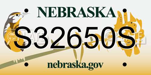 S32650S Nebraska License Plate