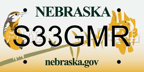 S33GMR Nebraska License Plate