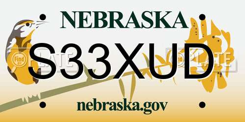 S33XUD Nebraska License Plate
