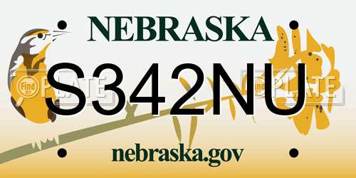 S342NU Nebraska License Plate