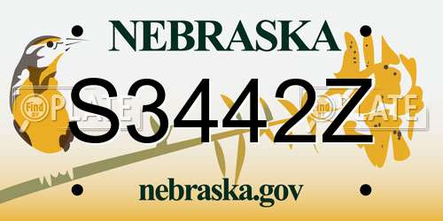 S3442Z Nebraska License Plate