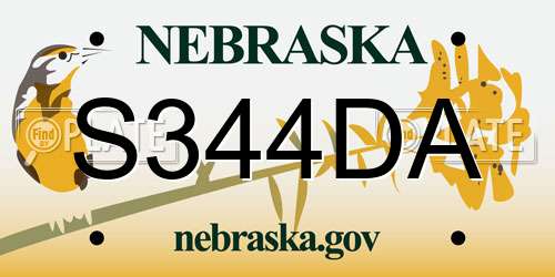 S344DA Nebraska License Plate