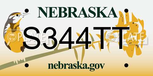 S344TT Nebraska License Plate