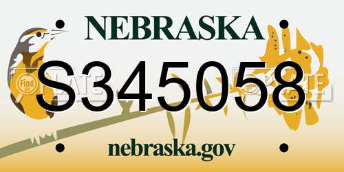 S345058 Nebraska License Plate
