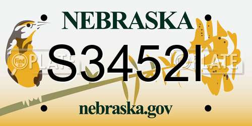 S3452I Nebraska License Plate