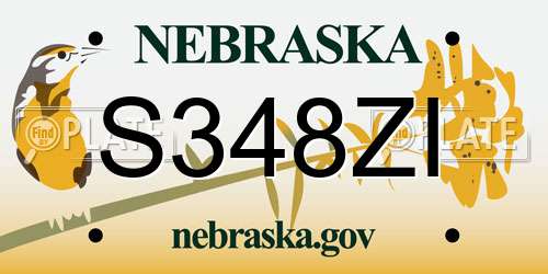 S348ZI Nebraska License Plate