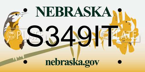 S349IT Nebraska License Plate