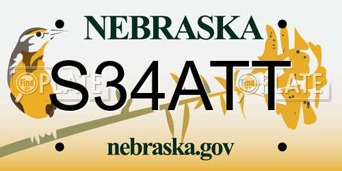 S34ATT Nebraska License Plate