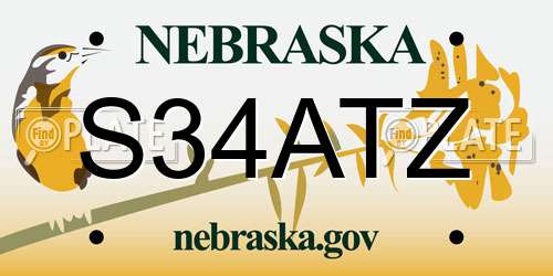 S34ATZ Nebraska License Plate