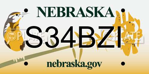 S34BZI Nebraska License Plate