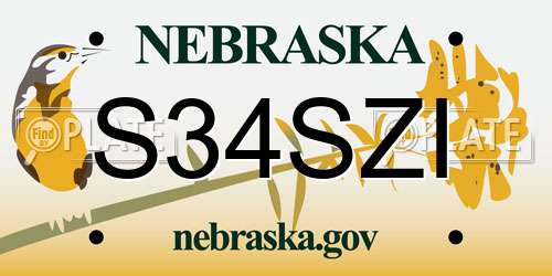 S34SZI Nebraska License Plate