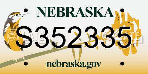 S352335 Nebraska License Plate