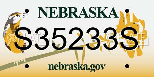 S35233S Nebraska License Plate