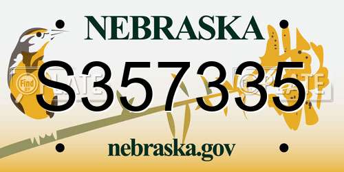 S357335 Nebraska License Plate