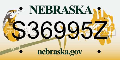 S36995Z Nebraska License Plate