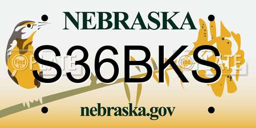 S36BKS Nebraska License Plate