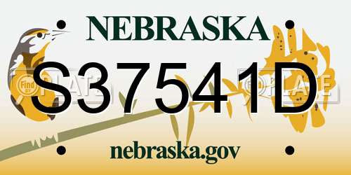S37541D Nebraska License Plate