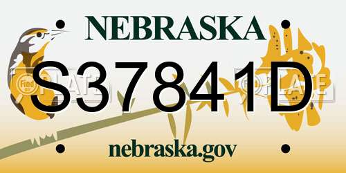 S37841D Nebraska License Plate