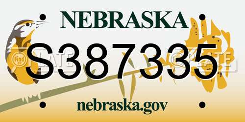 S387335 Nebraska License Plate